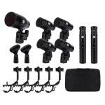 W IN-MIX 7 Piece Wired Dynamic Drum Mic Kit (Whole Metal)- Kick Bass, Tom/Snare & Cymbals Microphone Use for Drums, Vocal, Other Instrument Complete with Thread Clip, Mics Holder