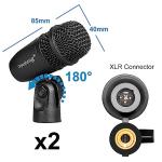 Depusheng 5-Piece Drum Microphone Set with 3 Dynamic Percussion Microphones and 2 Condenser Percussion Microphones, Ideal for Instrument Recording and Music Production
