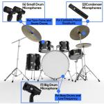 W IN-MIX 7 Piece Wired Dynamic Drum Mic Kit (Whole Metal)- Kick Bass, Tom/Snare & Cymbals Microphone Use for Drums, Vocal, Other Instrument Complete with Thread Clip, Mics Holder