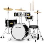 AODSK 5-Piece Kids Drum Set, Black