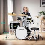 AODSK 5-Piece Kids Drum Set, Black