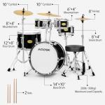 AODSK 5-Piece Kids Drum Set, Black