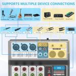 Aveek 5-Channel Bluetooth Audio Mixer for Musicians
