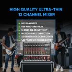 FULODE CT120S 12-Channel Bluetooth DJ Mixer