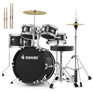 Donner 5-Piece Kid Drum Set with Adjustable Throne