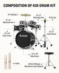Donner 5-Piece Kid Drum Set with Adjustable Throne