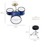 Kids 3-Piece Beginner Drum Set - Blue