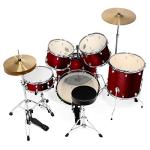 Ashthorpe 5-Piece Full Size Drum Set - Red