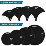 11-Piece Drum Mute Pad Set with Cymbal Pad