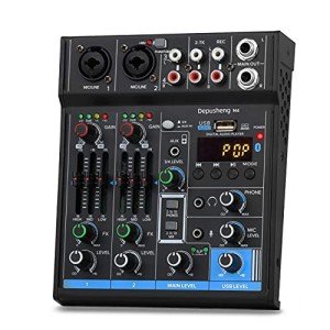 4-Channel USB Mixer with Bluetooth for PC Recording