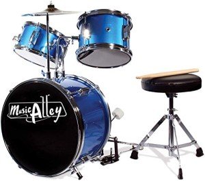 Kids 3-Piece Blue Drum Set with Throne & Cymbal