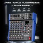 JXSOU 10-Channel Bluetooth DJ Mixer with Effects