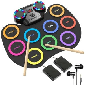 Rocksocki 9-Pad LED Portable Electronic Drum Set