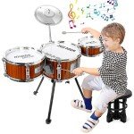 Kids Jazz Drum Set for Ages 3-5 with Stool