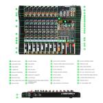 MICNAUX 8-Channel Audio Mixer with DSP Effects