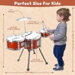 Kids Jazz Drum Set for Ages 3-5 with Stool