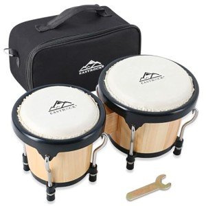 EastRock Tunable Wood and Metal Bongo Drum Set