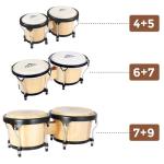 EastRock Tunable Wood and Metal Bongo Drum Set