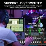 XTUGA 12-Channel Audio Mixer with Bluetooth & Effects
