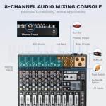 8-Channel DJ Audio Mixer with Bluetooth & USB Recording