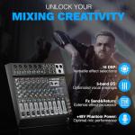 8-Channel DJ Audio Mixer with Bluetooth & USB Recording