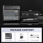 8-Channel DJ Audio Mixer with Bluetooth & USB Recording