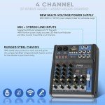 Pyle 4-Channel Digital Audio Mixer with USB & Bluetooth