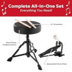 Kids 3-Piece Drum Set with Cymbal and Throne