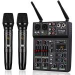 Dual Wireless Microphone Audio Mixer for DJs