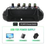 4-Channel DJ Audio Mixer with Bluetooth and USB