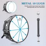 EASTROCK 14" Black Matte Snare Drum for Professionals