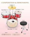 Eastar 3-Piece 14'' Kids Drum Set - Red