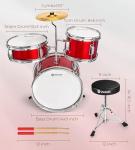 Vangoa Kids 3-Piece Drum Set, Bright Red