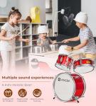 Vangoa Kids 3-Piece Drum Set, Bright Red