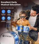 Blue 3-Piece Kids Drum Set with Adjustable Throne