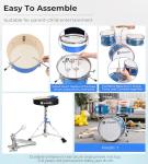 Blue 3-Piece Kids Drum Set with Adjustable Throne