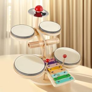 Toddler Wooden Drum Set with Xylophone & Cymbal