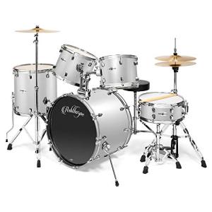 Ashthorpe 5-Piece Full Size Drum Set - Silver