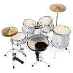 Ashthorpe 5-Piece Full Size Drum Set - Silver