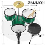 Gammon 3-Piece Green Junior Drum Set with Throne