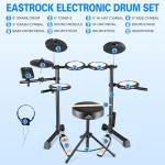 EASTROCK Electric Drum Set with Mesh Pads & Cymbals