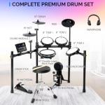 Glarry Electric Drum Set with Quiet Mesh Pads
