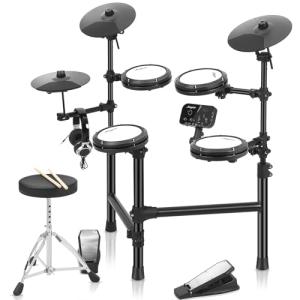 Quiet Electric Drum Set with Mesh Pads and Accessories