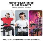 Quiet Electric Drum Set with Mesh Pads and Accessories
