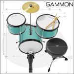 Gammon 3-Piece Teal Junior Drum Set