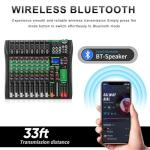 MIZISNR 8-Channel DJ Mixer with Bluetooth and Reverb