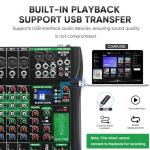 MIZISNR 8-Channel DJ Mixer with Bluetooth and Reverb