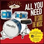 Mendini Kids 3-Piece Beginner Drum Set - Green