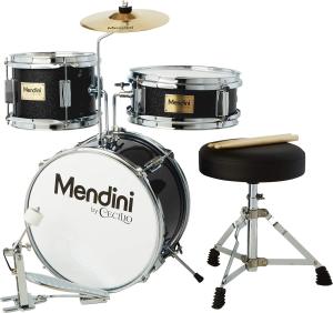 Mendini Kids 4-Piece Black Metallic Drum Set