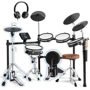 Fesley Full-Size Electric Drum Set with Accessories